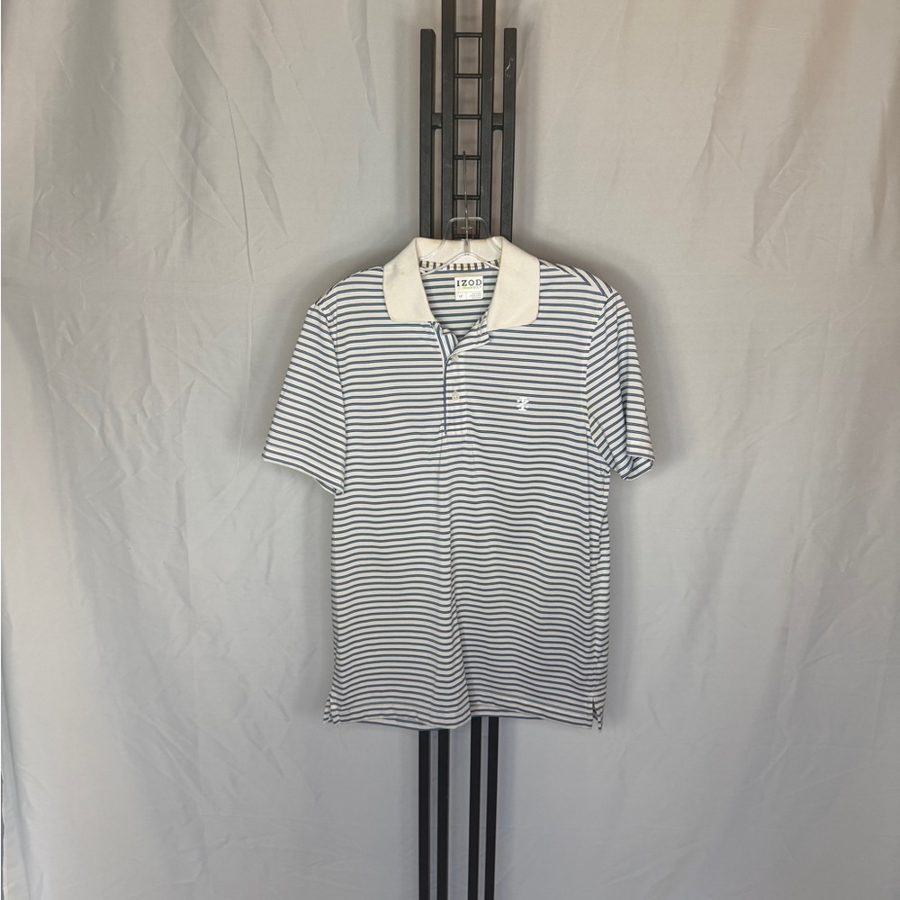 Izod‎ Navy and White Striped Polo Shirt